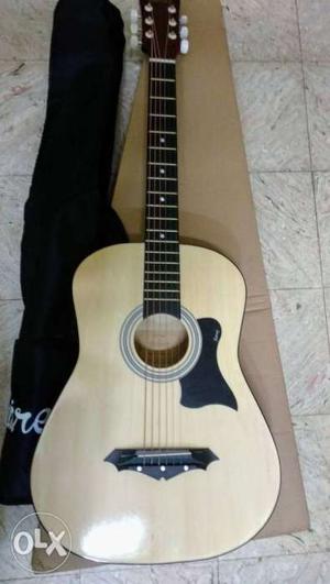 Beige And Black Dreadnought Acoustic Guitar