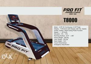 Black And White Pro Fit Treadmill