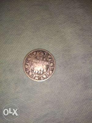  Bronze-colored 1/2 Anna Indian Coin
