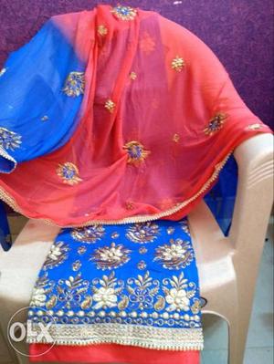 Cotton dress material with full embroidery work