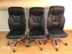 Each-1 Three Black Leather Office Chairs