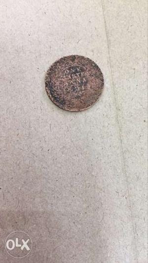 One quater anna india real copper coin