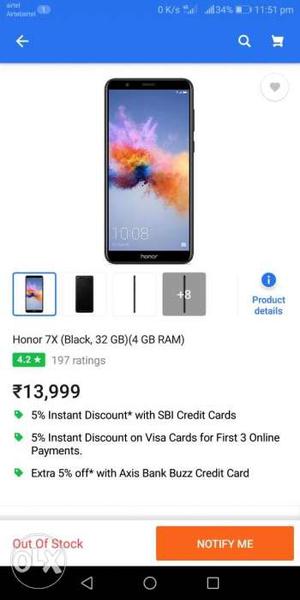 Only one month old honor 7x with 32 gb rom and