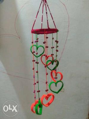 Red, Green, And Orange Heart Wind Chime