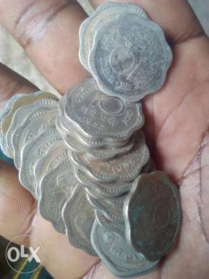 Silver-colored 10 Indian Paise Coin Collection