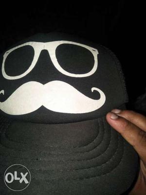 Black And White Mustache Mesh Cap