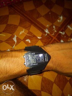 Black Digital Watch With Gray Strap