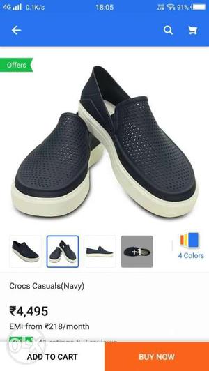 Black-and-white Crocs Slip-on Shoes