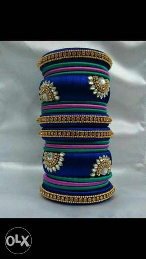 Blue latest silk thread bangles