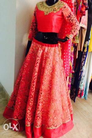 Crop top and skirt in large size.. pure silk crop