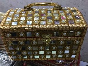 Gold And White Makeup Travel Case