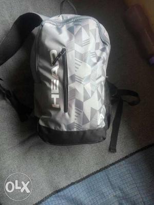 Grey And White HEAD Brand Backpack