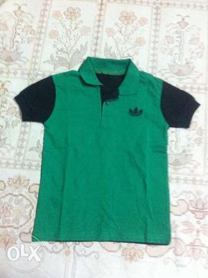 Kids single green colour colar tshirt 1 -4 yrs.