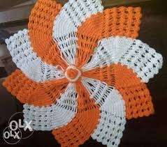 Orange And White Knit Mat