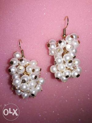 Pair Of White Pearl Hook Earrings