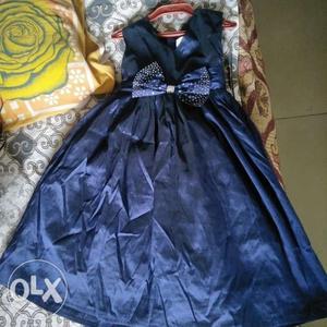 Party wear stylish navy blue frock made with