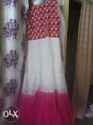 Pink and white long fairy frock new