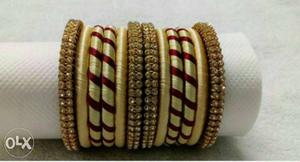 Red And Brown Silk-thread Bangle