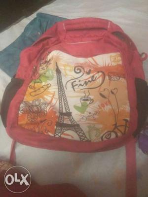 Red And Multicolored Backpack