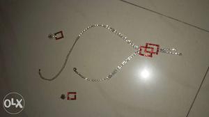 Red And Silver Pendant Necklace