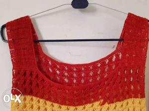Red And Yellow hand made crochet Tank Top