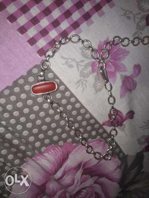 Red Coral bracelet with silver chain
