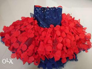 Red and Blue Frock (1 to 2 years baby girl)