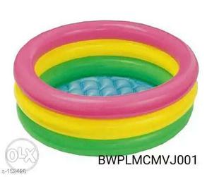 Round Green, Pink, And Yellow Inflatable Pool
