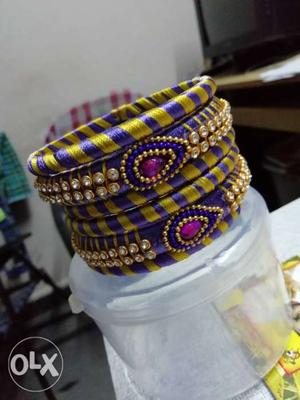 Thread bangles set 200 rupees. Available all sizes. Man made