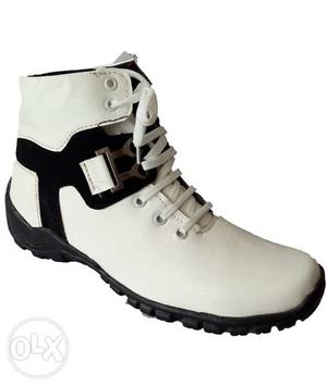 White And Black Leather Work Boot