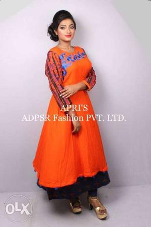 Women's Orange And Blue Dress