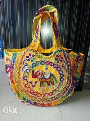 Yellow And Multicolored Tote Bag