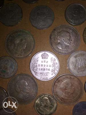  one rupee George VI silver coin and 100s of