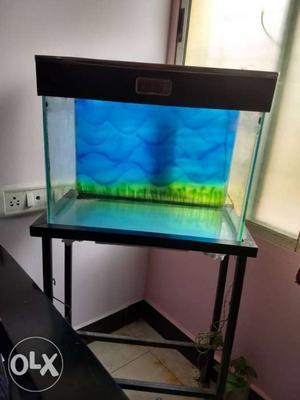 Aquarium with top and stand in good condition.