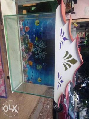 Fish Tank With White Wooden Frame