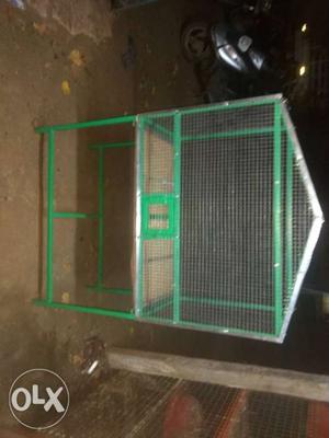 Green And Silver Pet Cage
