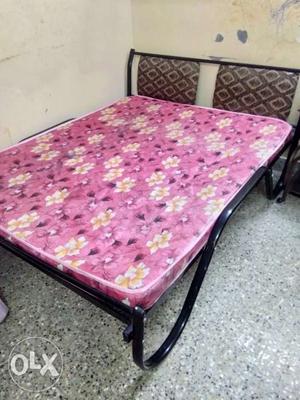 Steel cot with bed king size