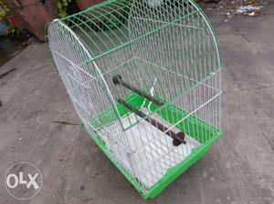 White And Green Brid Cage