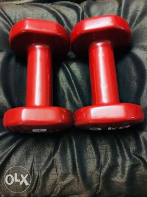 3kgs dumbell set red color new
