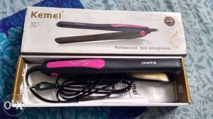 Black And Pink Hair Straightener With Box