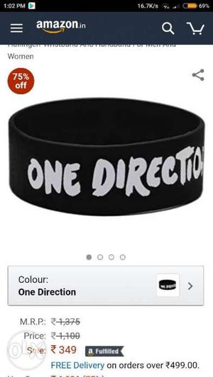 Black Silicon Bracelet With One Direction Print