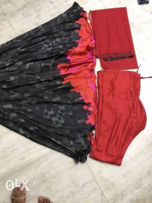 Black and red Crepe Dress for sale
