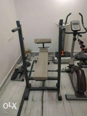 Commercial heavy 6 in 1 bench press with bar, leg