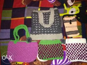Handmade woolen purse with Chain. Rs.250 each