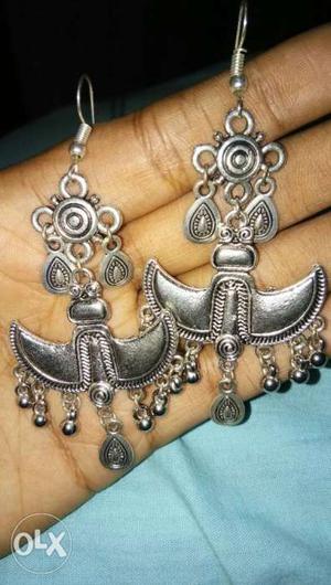 Pair Of Silver-colored Chandelier Drop Earrings