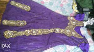 Purple And Gold Sleeveless Dress