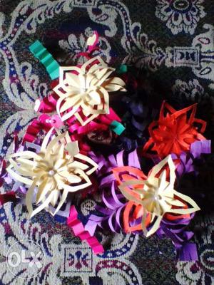 Purple, White, And Red Paper Ribbons