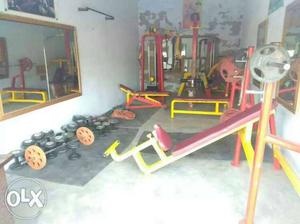 Red And Yellow Gym Equipment Lot