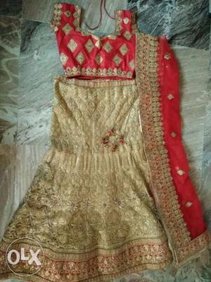 Red with gold colour Lehanga