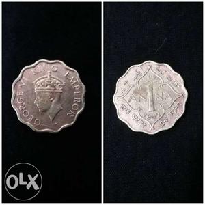 Round Silver-colored 1 Anna Indian Coin Photo Collage